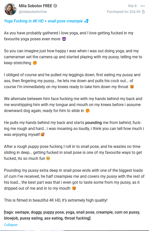 2023 09 08 Yoga Fucking Outdoors Snail Pose Creampie02c46b687eb6b0a5