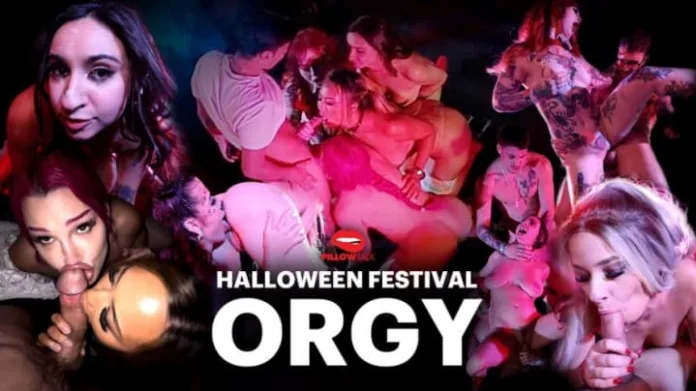 Pillow Talk 15-PERSON Halloween Festival Orgy On Stage