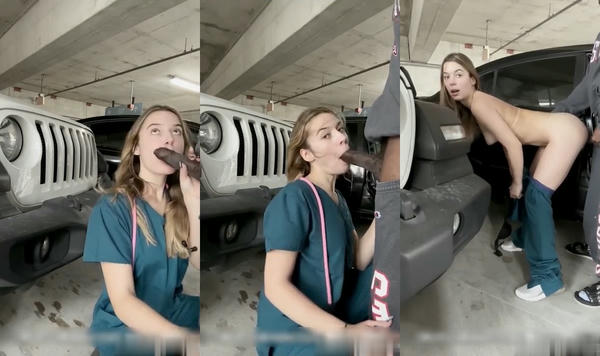 Hot Nurse Izzy Swallows Fucked By Stranger In The Parking Lot